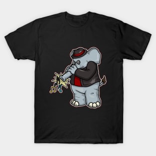 Funny elephant is playing the trumpet T-Shirt